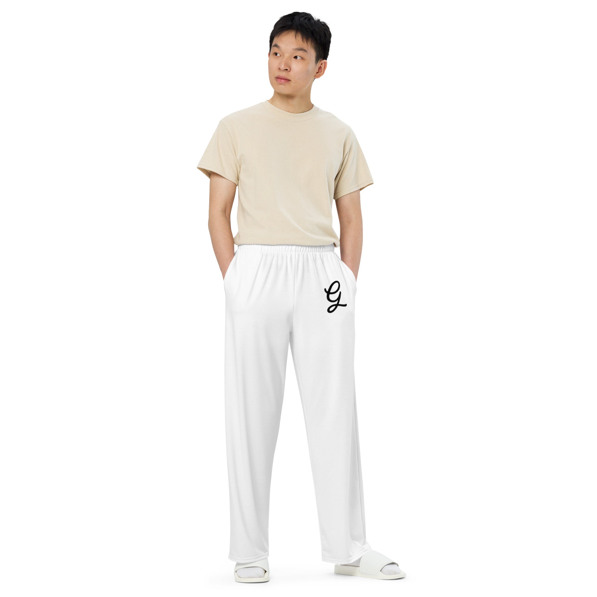 Granpaw golf - all-over-print-unisex-wide-leg-pants-white