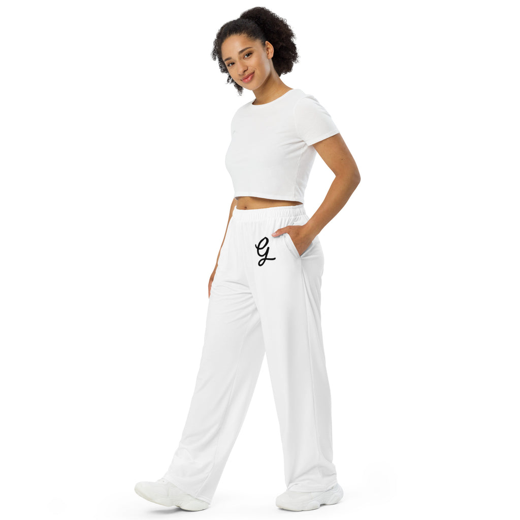 Granpaw golf - all-over-print-unisex-wide-leg-pants-white