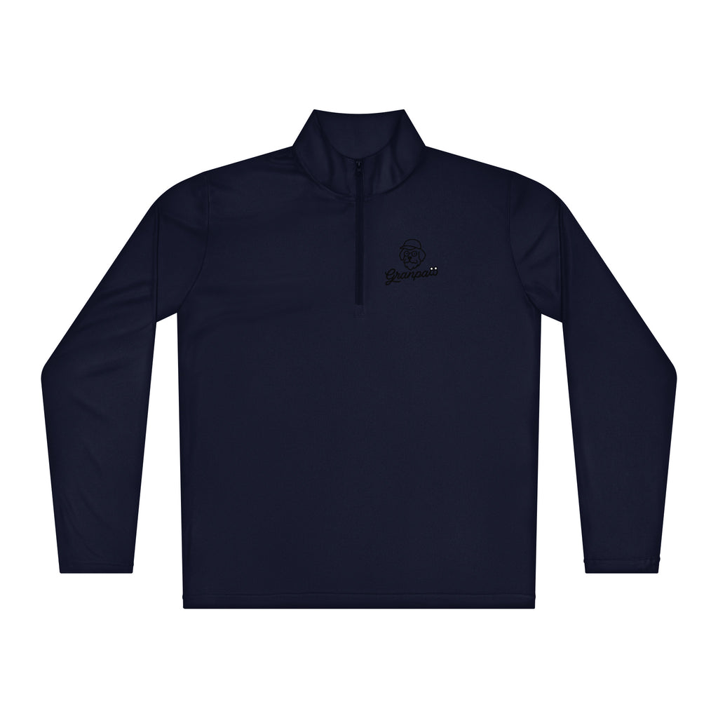 Navy long-sleeve shirt with a small logo on a white background