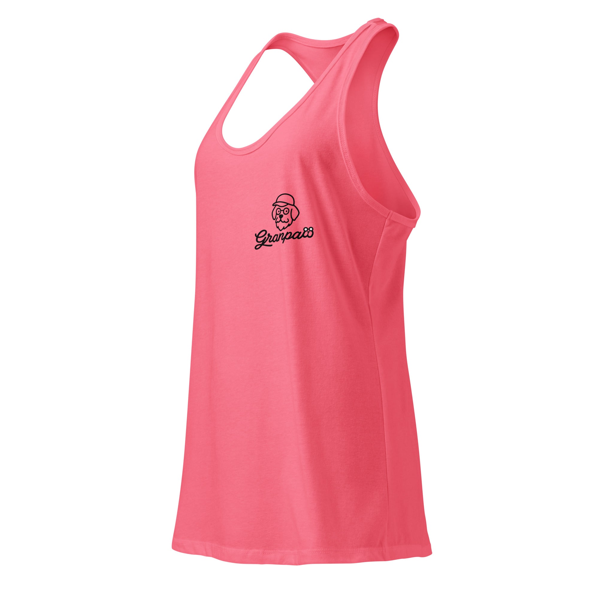 Pink tank top with a logo on a white background