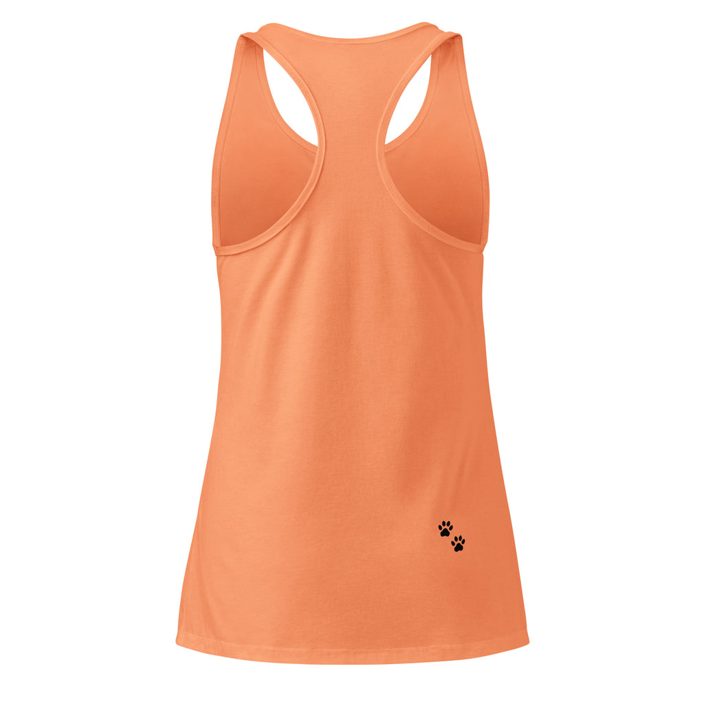 Orange tank top with a paw print on a white background