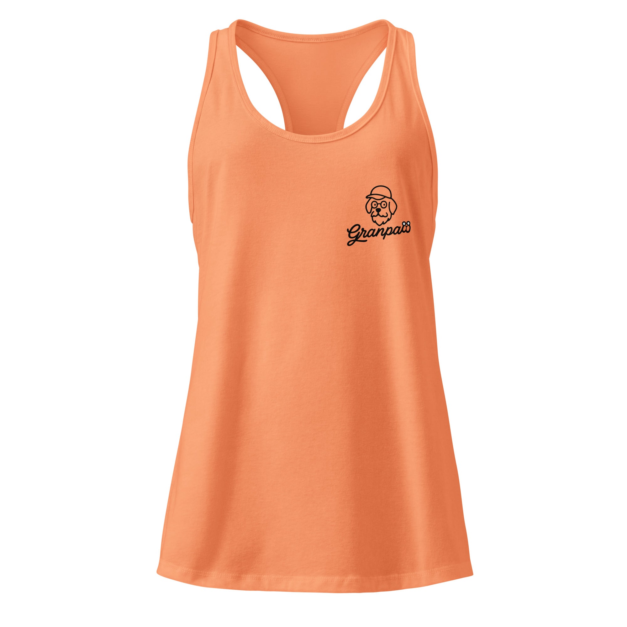 Orange tank top with a logo on a white background