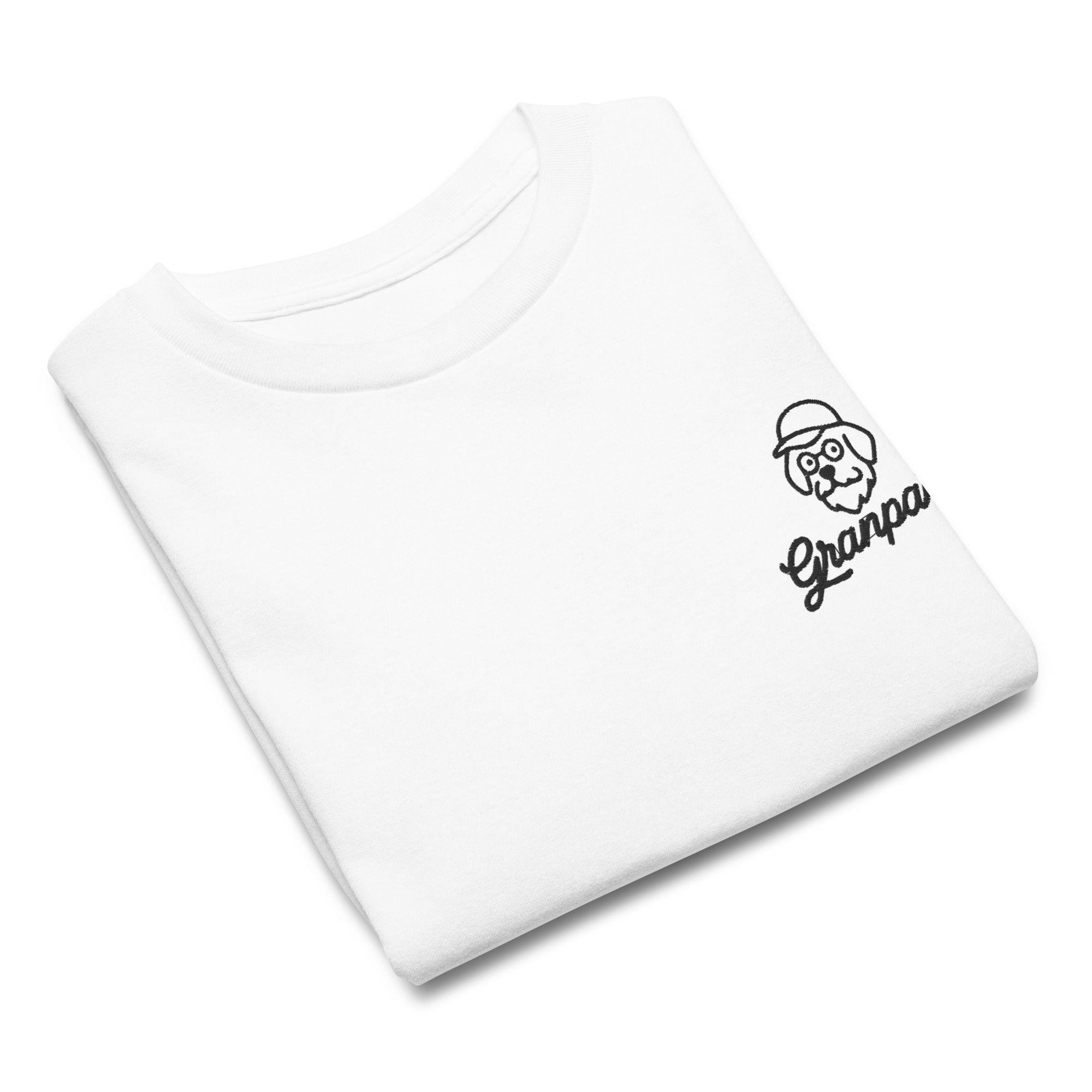 White t-shirt with a black graphic design on a white background
