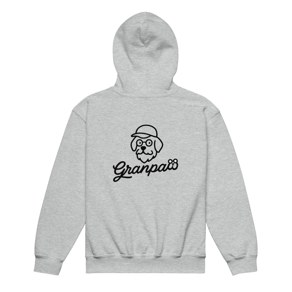 Gray hoodie with 'Granpa' graphic on a white background