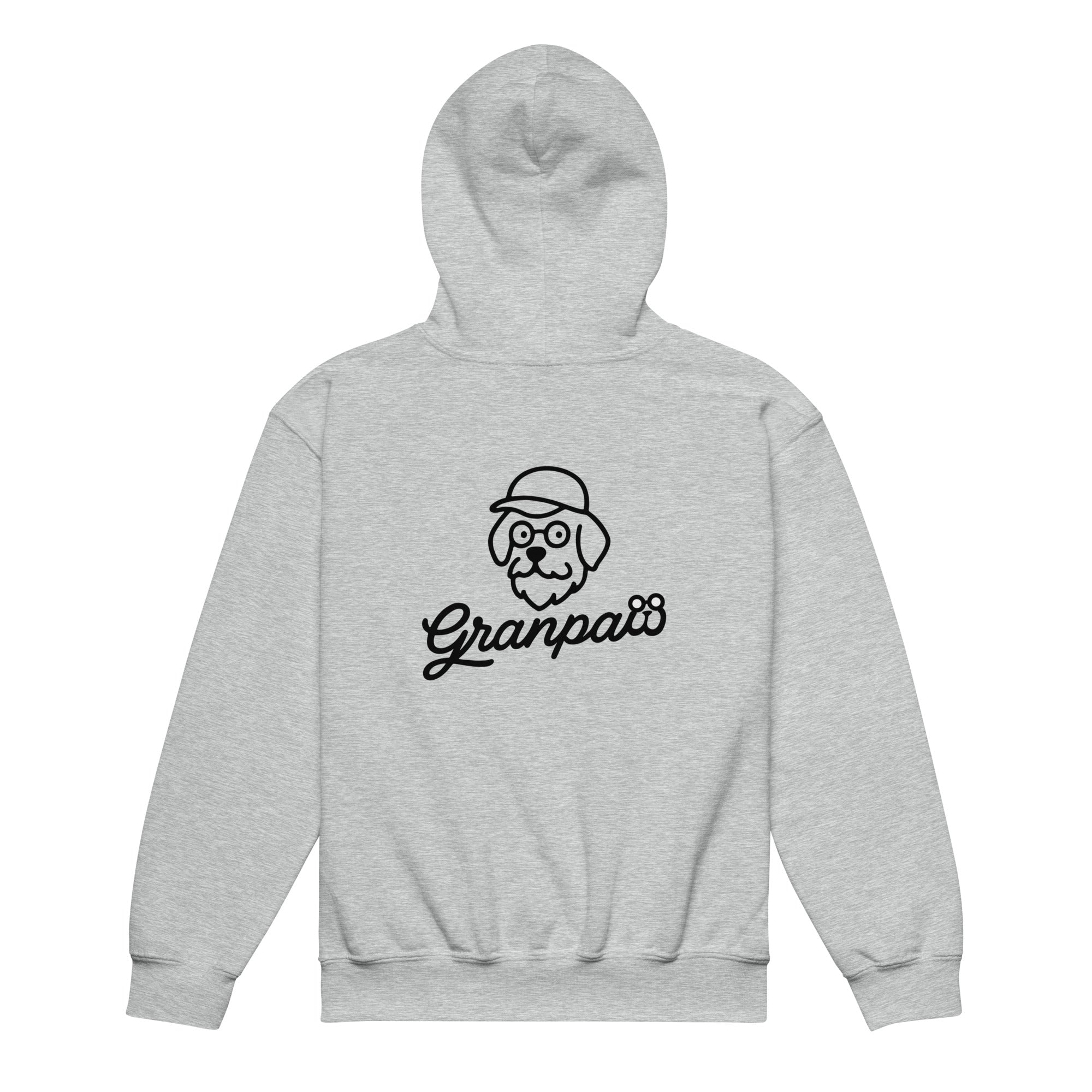 Gray hoodie with 'Granpa' graphic on a white background